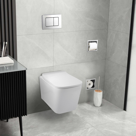 Vas WC suspendat Balneo Luga rimless alb fără guler cu capac soft-close din duroplast