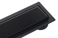 Rigolă de pardoseală Balneo G-Drain Next Double Dark 80 cm neagră cu panou din sticlă securizată cu sifon jos și colector adânc