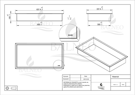 Raft de perete încastrat Balneo Wall Box One Black 60 x 30 x 10 cm negru din oțel inoxidabil cu ramă