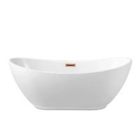 Cadă independentă Balneo PARMA 170 x 72 cm albă, acrilică, cu ramă din oțel inoxidabil și 6 picioare stabilizatoare, cu preaplin și dop Copper