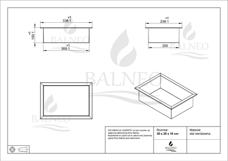 Raft încastrat Balneo WALL-BOX ONE Gold 30x20x10 cm auriu din oțel inoxidabil cu ramă
