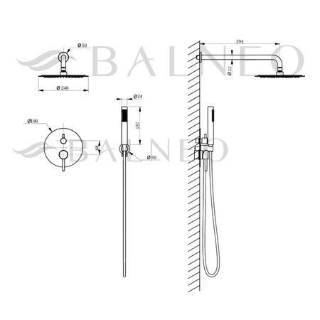 Balneo Cascade mixer de duș set de 2 crom