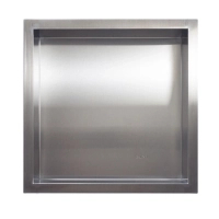 Raft de perete încastrat Balneo Wall Box One Inox 30 x 30 x 10 cm din oțel inoxidabil periat cu ramă