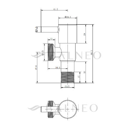 Robinet unghiular cu cap ceramic model 1 Negru 1/2 x 1/2