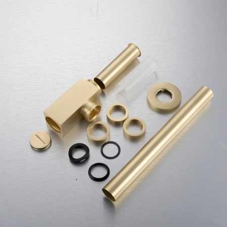 Sifon de chiuvetă din alamă Balneo, auriu, pătrat – Brushed Gold