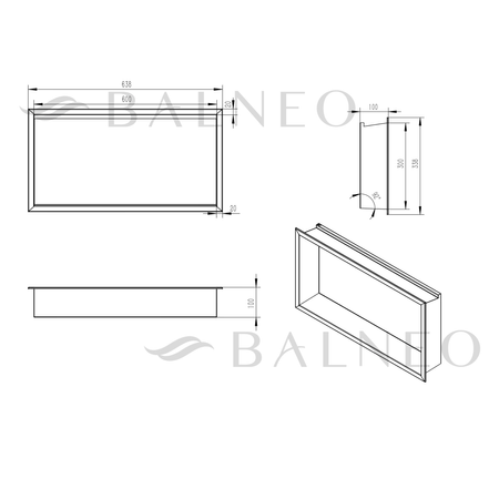 Balneo Wall Box LED raft încastrat Cupru 60 x 30 x 10 cm
