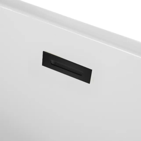 Cadă independentă de colț dreapta Balneo AVOLA 170 x 80 cm albă, acrilică, cu ramă din oțel inoxidabil și 6 picioare stabilizatoare, cu preaplin și dop Black