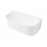 Cadă freestanding de perete Balneo VIVA PLUS NO RIM 170 x 80 cm albă din acril cu cadru din oțel inoxidabil și 6 picioare de stabilizare, cu preaplin și dop alb