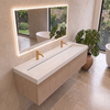 Lavoar Veloria Coco White Solid Surface cu sifon liniar 140 cm