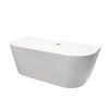 Cadă independentă de perete Balneo VIVA 160 x 75 cm albă, acrilică, cu ramă din oțel inoxidabil și 6 picioare stabilizatoare, cu preaplin și dop Mirror Gold
