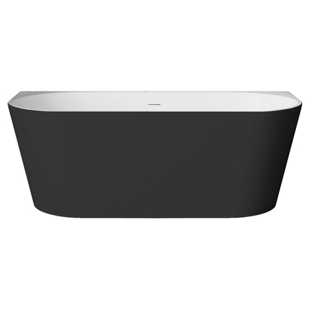 Cadă freestanding de perete Balneo VIVA NO RIM 170 x 80 cm alb-negru din acril cu cadru din oțel inoxidabil și 6 picioare de stabilizare, cu preaplin și dop alb