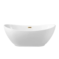 Cadă independentă Balneo PARMA 170 x 72 cm albă, acrilică, cu ramă din oțel inoxidabil și 6 picioare stabilizatoare, cu preaplin și dop Gold