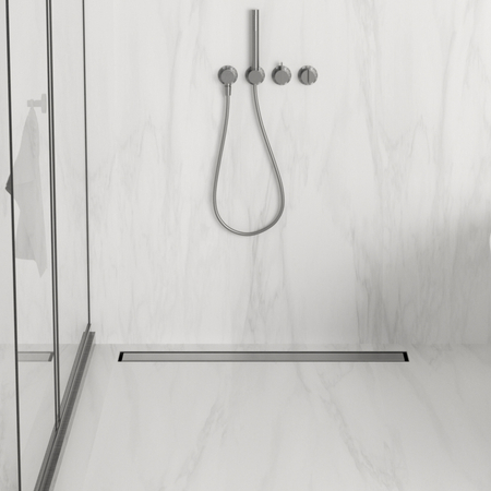 Balneo Duplex Next Gun Metal 70 cm scurgere de pardoseală liniară cu două fețe din oțel inoxidabil periat, cu capcană cu miros redus și bazin adânc