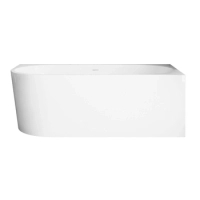 Cadă freestanding de colț dreapta Balneo AVOLA NO RIM 170 x 80 cm albă din acril cu cadru din oțel inoxidabil și 6 picioare de stabilizare, cu preaplin și dop alb