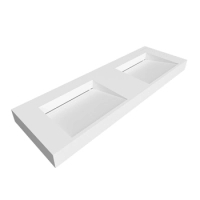 Lavoar Seravia Solid Surface, Coco White, cu sifon liniar dublu, 140 cm