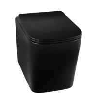 Vas WC suspendat Balneo Luga rimless negru fără guler cu capac soft-close din duroplast