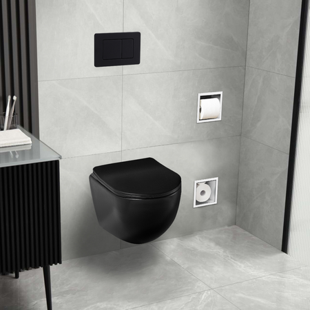 Capac cu închidere lentă pentru vas WC Balneo LUNA, LUXA negru