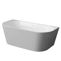 Cadă freestanding de perete Balneo VIVA NO RIM 170 x 80 cm alb-gri din acril cu cadru din oțel inoxidabil și 6 picioare de stabilizare, cu preaplin și dop alb