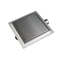 Rigolă de pardoseală pătrată Balneo SQ-Drain 15 x 15 cm bilaterală din oțel inoxidabil periat