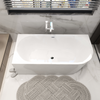 Cadă independentă de colț stânga Balneo AVOLA 160 x 80 cm albă, acrilică, cu ramă din oțel inoxidabil și 6 picioare stabilizatoare, cu preaplin și dop Chrome