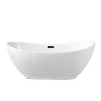 Cadă independentă Balneo PARMA 170 x 72 cm albă, acrilică, cu ramă din oțel inoxidabil și 6 picioare stabilizatoare, cu preaplin și dop Black