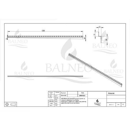 Profil de pantă Balneo cupru de perete stânga 120 cm
