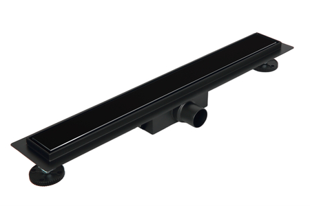 Rigolă de pardoseală Balneo G-Drain Next Double Dark 70 cm neagră cu panou din sticlă securizată cu sifon jos și colector adânc