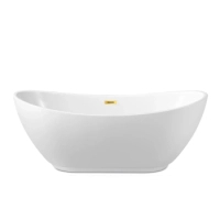Cadă independentă Balneo PARMA 170 x 72 cm albă, acrilică, cu ramă din oțel inoxidabil și 6 picioare stabilizatoare, cu preaplin și dop Mirror Gold