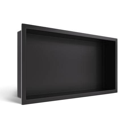 Raft de perete încastrat Balneo Wall Box One Black 60 x 30 x 10 cm negru din oțel inoxidabil cu ramă