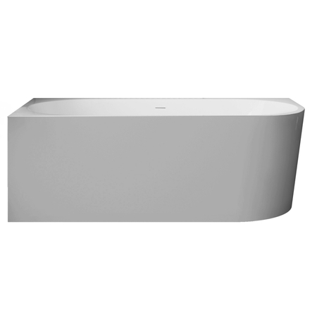 Cadă freestanding de colț stânga Balneo AVOLA NO RIM 160 x 80 cm alb-gri din acril cu cadru din oțel inoxidabil și 6 picioare de stabilizare, cu preaplin și dop alb