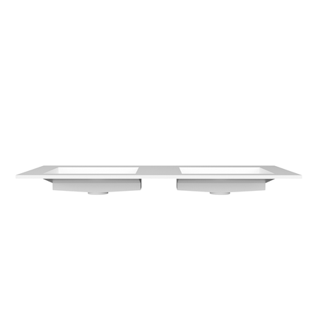 Lavoar Alveria Solid Surface, Coco White, cu sifon liniar dublu, 120 cm
