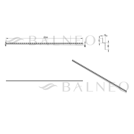 Profil de pantă Balneo Gun Metal pardoseală stânga 170 cm