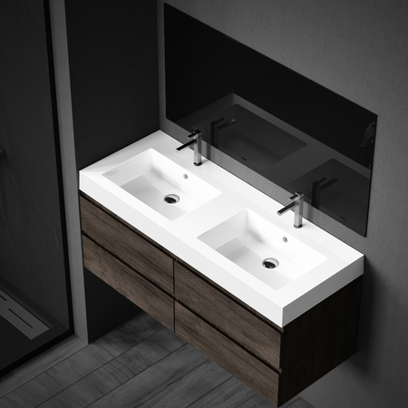 Lavoar pe blat Balneo Mila 120 x 45,8 cm alb din conglomerat
