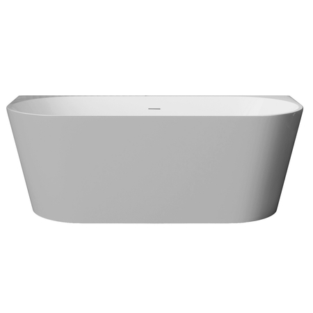 Cadă freestanding de perete Balneo VIVA NO RIM 160 x 75 cm alb-gri din acril cu cadru din oțel inoxidabil și 6 picioare de stabilizare, cu preaplin și dop alb