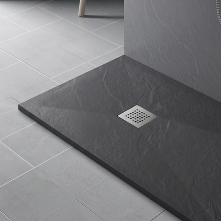 Cădiță de duș compozit Balneo Stone Tray 140 x 90 x 2,5 cm gri închis joasă dreptunghiulară