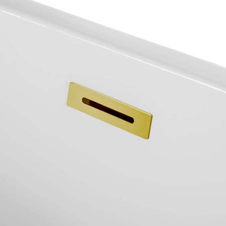 Cadă independentă de perete Balneo VIVA 160 x 75 cm albă, acrilică, cu ramă din oțel inoxidabil și 6 picioare stabilizatoare, cu preaplin și dop Mirror Gold