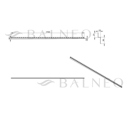 Profil de pantă pentru pardoseală Balneo Gun Metal, dreapta, 170 cm