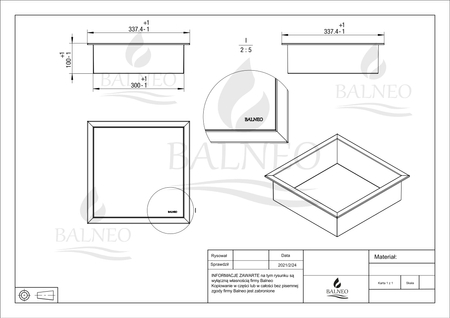 Raft de perete încastrat Balneo Wall Box One Gold 30 x 30 x 10 cm auriu din oțel inoxidabil cu ramă