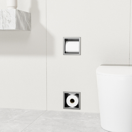 Balneo Wall Box Suport de hârtie 2 Gun Metal cu depozitare încorporată în perete din oțel inoxidabil