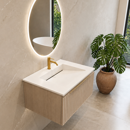 Lavoar ALVERIA Solid Surface Coco White cu sifon liniar 60 cm