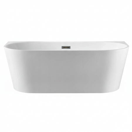 Cada de baie independentă pe perete Balneo VIVA 150 x 75 cm acrilic alb cu cadru din oțel inoxidabil și 6 picioare stabilizatoare cu revărsare și dop din metal armat