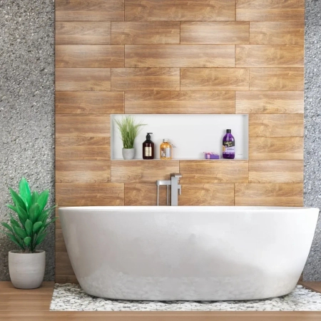 Raft de perete încastrat Balneo Wall Box No rim White 90 x 30 x 10 cm alb din oțel inoxidabil fără ramă