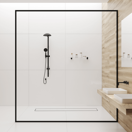 Rigolă de pardoseală Balneo Duplex Standard 100 cm bilaterală din oțel inoxidabil periat cu sifon jos