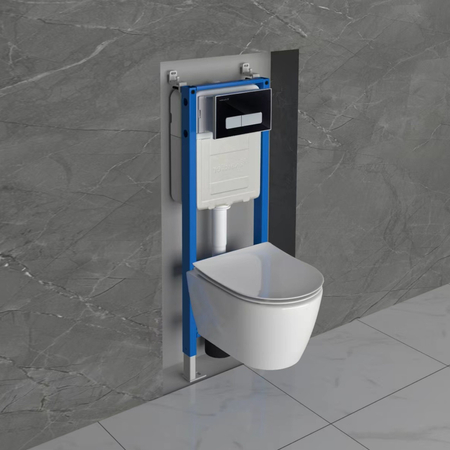 Set WC încastrat Balneo cadru Fix-Frame Narrow cu vas WC alb Luxa Tornado