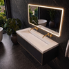 Lavoar Veloria Coco White Solid Surface cu sifon liniar 120 cm