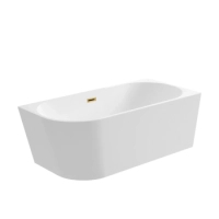 Cadă independentă de colț dreapta Balneo AVOLA 160 x 80 cm albă, acrilică, cu ramă din oțel inoxidabil și 6 picioare stabilizatoare, cu preaplin și dop Gold