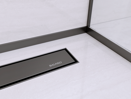 Profil de pantă Balneo negru de pardoseală frontal 130 cm