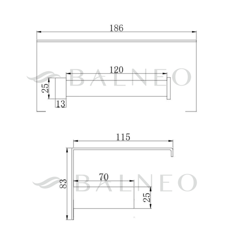 Suport de hârtie cu raft pentru telefon Balneo Qube metal armat