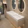 Lavoar Seravia Solid Surface, Coco White, cu sifon liniar dublu, 120 cm