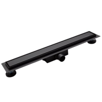 Rigolă de pardoseală Balneo Duplex Next Black 90 cm neagră bidirecțională din oțel inoxidabil periat cu sifon jos și colector adânc